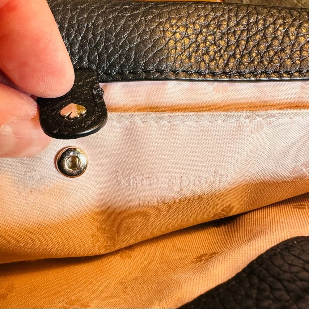 KATE SPADE BLACK LEATHER COBBLE HILL PENNY HOBO ENVELOPE ZIP CROSSBODY CHIC BAG - Picture 12 of 15